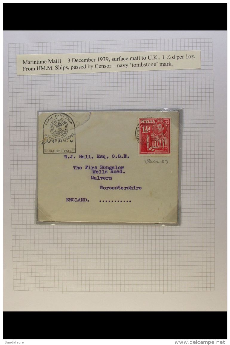 WORLD WAR TWO MAIL OF MALTA 1939-45 Assembly Of Censored Covers, Cards, And Other Items From Malta Attractively... - Zonder Classificatie