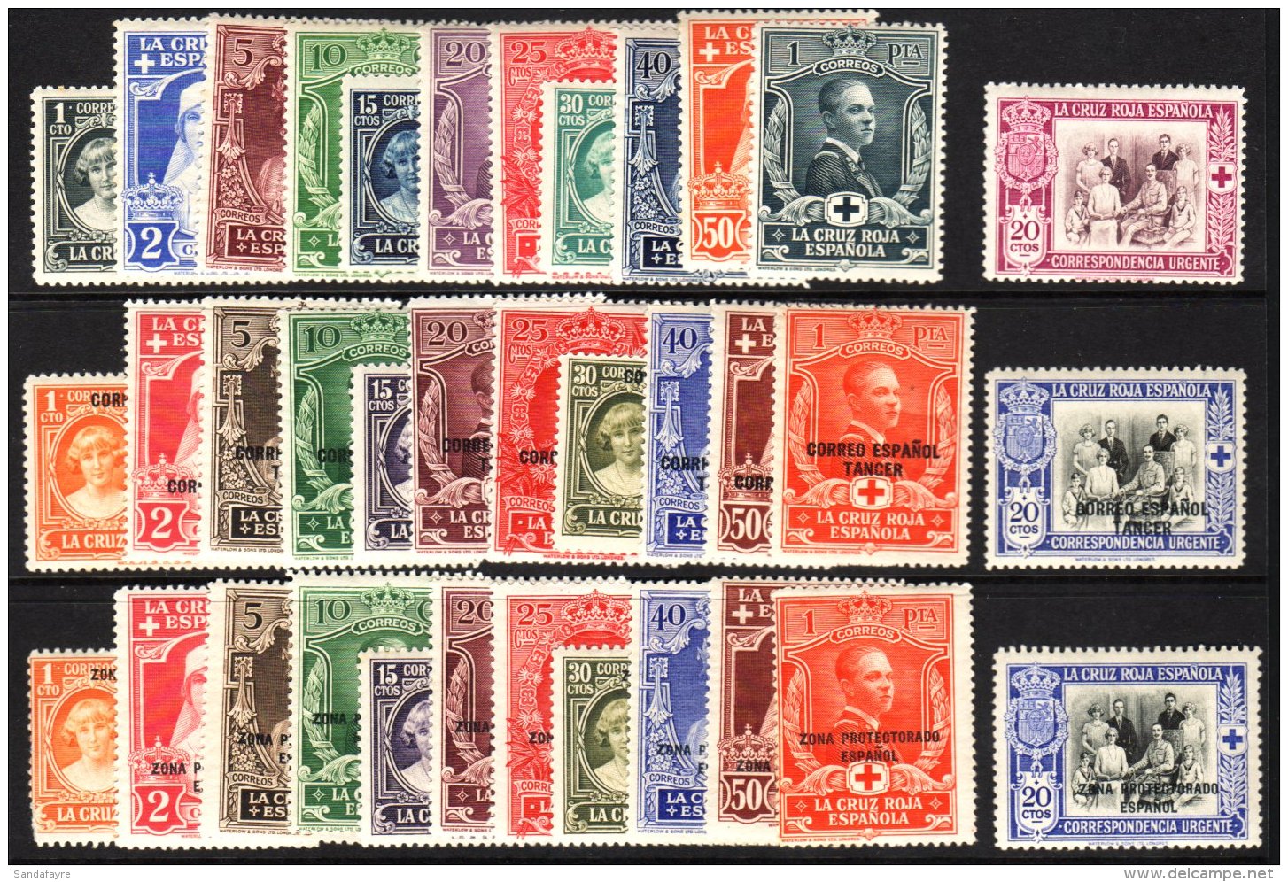 RED CROSS Spain 1926 Complete Set To 1p, Plus 20c Express, Tangier 1926 Opts Complete Set To 1p, Plus 20c Express,... - Ohne Zuordnung