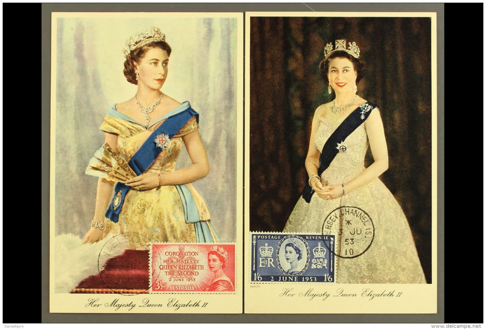 1953 CORONATION PICTURE POSTCARDS An All Different Used Group With Stamps On The Front Side Showing Various... - Unclassified
