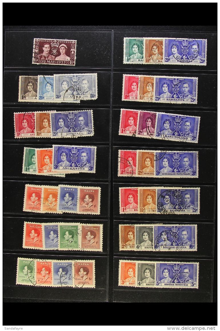 BRITISH COMMONWEALTH OMNIBUS ISSUES 1937 CORONATION Complete Fine Used Collection, All Different, Fresh. (202... - Sonstige & Ohne Zuordnung