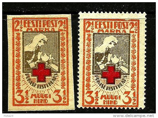 Estonia , Estonie , Estland  1921 Roter Kreuz Michel 29 A = 29 B +  IMPERFORATED MINT HINGED  MNH - Estonie