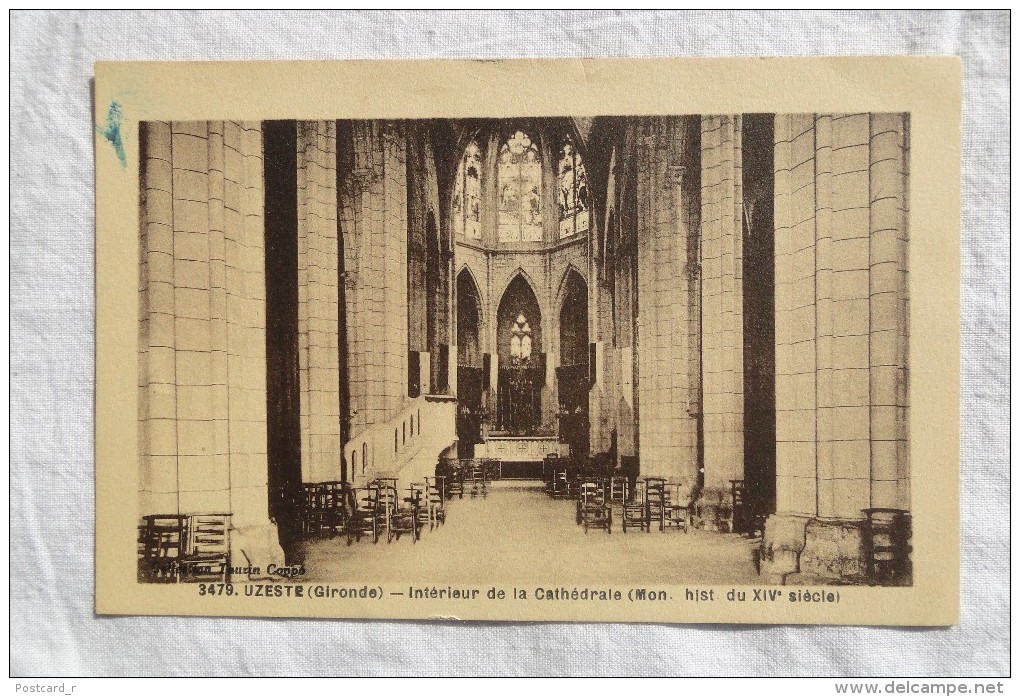 France Uzeste (Gironde) Interieur De La Cathedrale Mon Hist Du XIVe Siecle 1936  A 114 - Autres & Non Classés