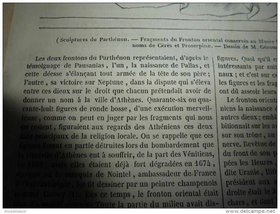 1847 MP :Les Frontons Du Parthénon; Histoire Du Costume De France ; Voiture De Cérémonie à Constantinople (Istanbul) - 1800 - 1849