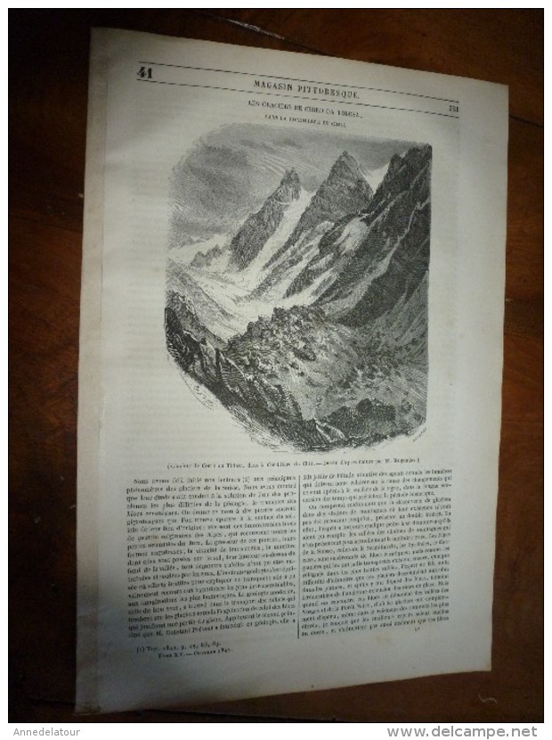1847 MP :Glacier De Cerro Da Tolosa (Chili);Arc De Triomphe Du Trône;La Porte Saint-Denis; Chypre ; Etc - 1800 - 1849