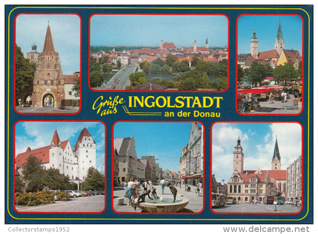 47140- INGOLSTADT-KREUZTOR, GATE, PANORAMA, MARKET PLACE, CASTLE, SQUARE, BUSS, CAR - Ingolstadt