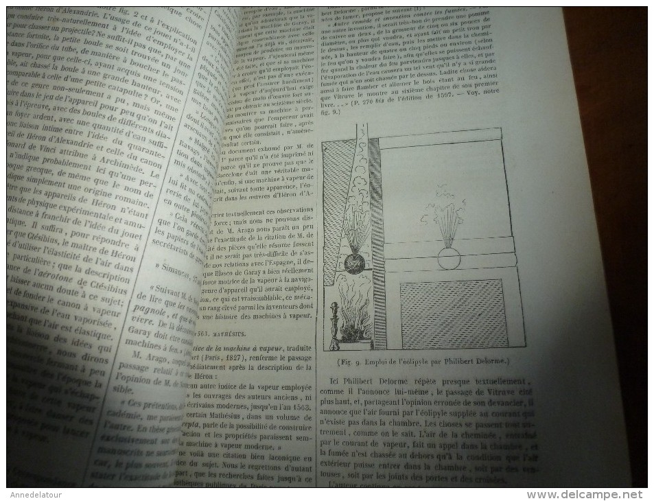 1847 MP :Les Automates à Vapeur (architonnerre D'Archimède Et éolipyle Dessiné Par Léonard De Vinci; Etc - 1800 - 1849