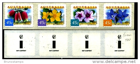 AUSTRALIA - 2000  COASTAL FLOWERS P&S STRIP  AUSPRINT  1 KOALA REPRINT MINT NH - Nuovi