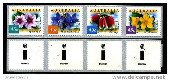 AUSTRALIA - 2000  COASTAL FLOWERS P&S STRIP  PEMARA  1 KOALA REPRINT MINT NH - Nuovi