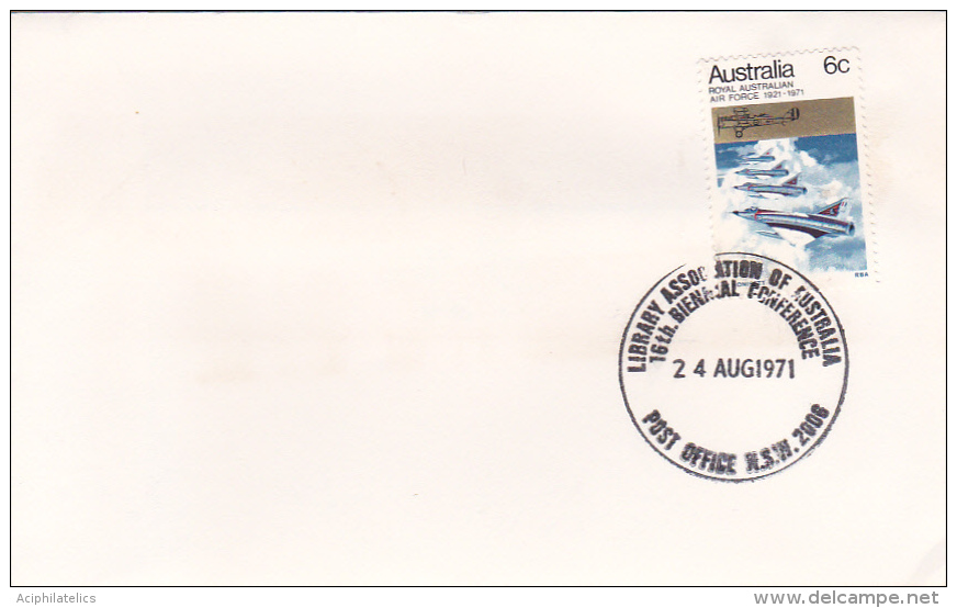 Australia 1971 PM 366A 16th Biennial Conference Of Library Associations Souvenir Cover - Marcophilie