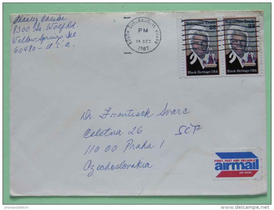 USA 1987 Cover To Czechoslovakia - Black Heritage - Sojourner Truth - Lettres & Documents