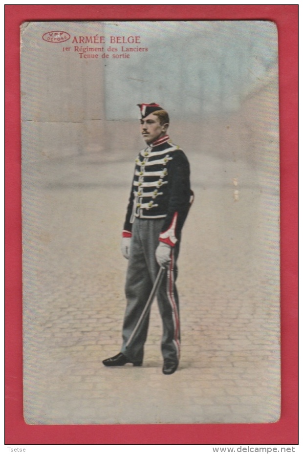 Armée Belge - 1er Régiment Des Lanciers - Tenue De Sortie - Carte Couleur  ( Voir Verso ) - Regimientos