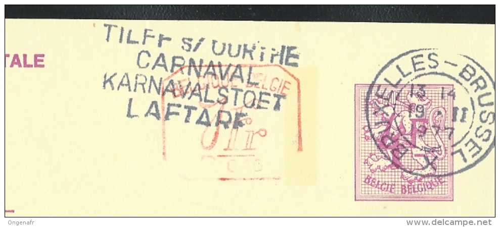 Publibel Obl. N° 2606 + P. 010 ( Nationale Loterij) Obl:  Bxl: 19/02/1977 + Flamme: Tilff/Ourthe: Carnaval - Publibels