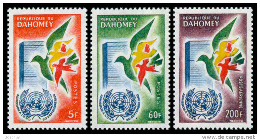 Dahomey, 1961, Admission To The United Nations, MNH, Michel 187-189 - Benin - Dahomey (1960-...)