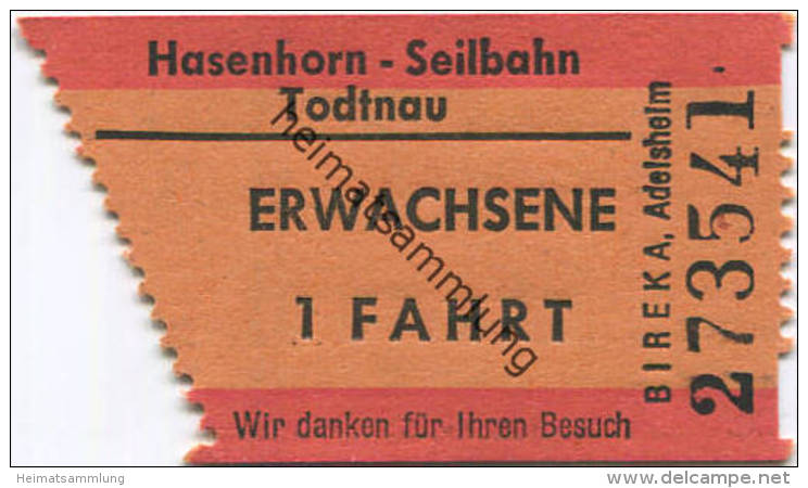 Hasenhorn Seilbahn - Todtnau - Fahrschein - Europa