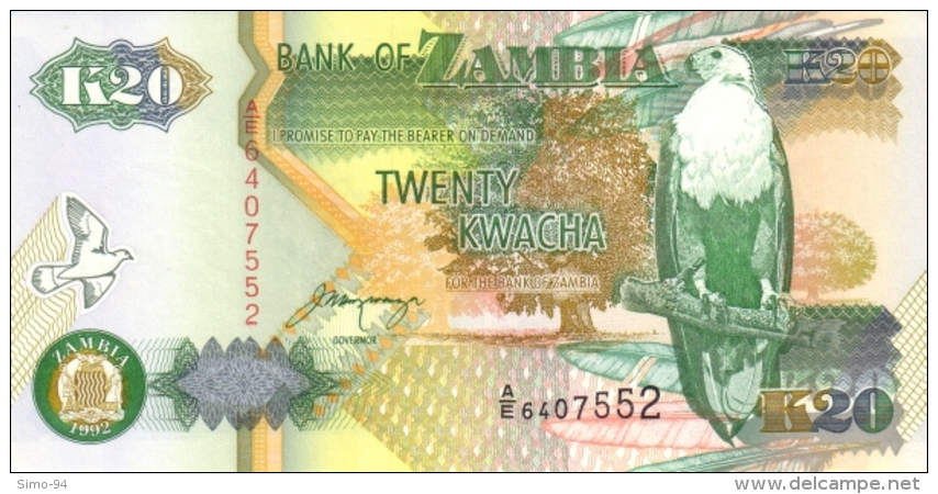 Zambia P.36b  20 Kwacha 1992  Unc - Zambia