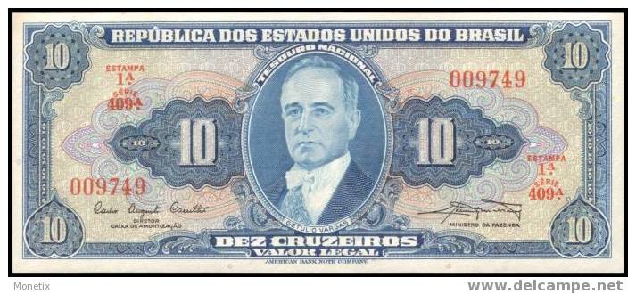 Brazil #167a, 10 Cruzeiros, ND (1961), UNC / NEUF - Brasilien