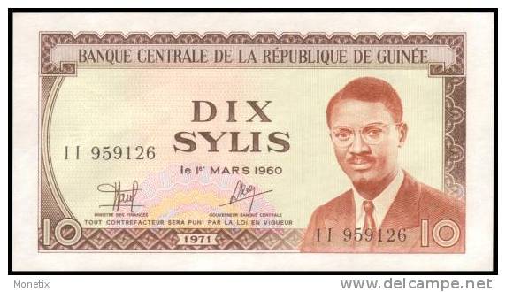 Guinea #16, 10 Sylis, 1971, UNC - Guinea