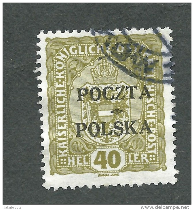 1919. AUSTRIAN  STAMP 40h.  Optd  POCZTA  POLSKA  At  CRACOW   ( CROWN  )  USED. - Gebraucht