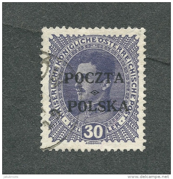 1919. AUSTRIAN  STAMP 30h.  Optd POCZTA  POLSKA  At  CRACOW   ( CHARLES 1 )  USED. - Gebraucht