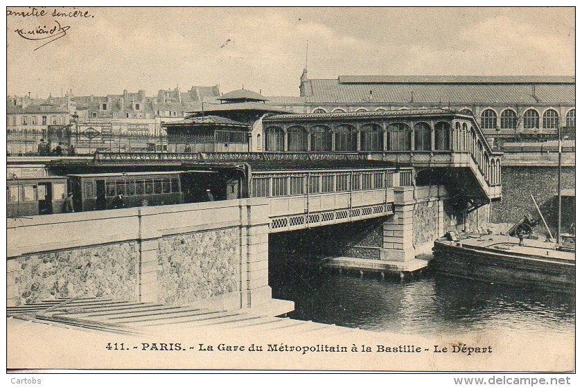 75 PARIS  La Gare Du Métropolitain à La Bastille - Le Départ - Métro Parisien, Gares