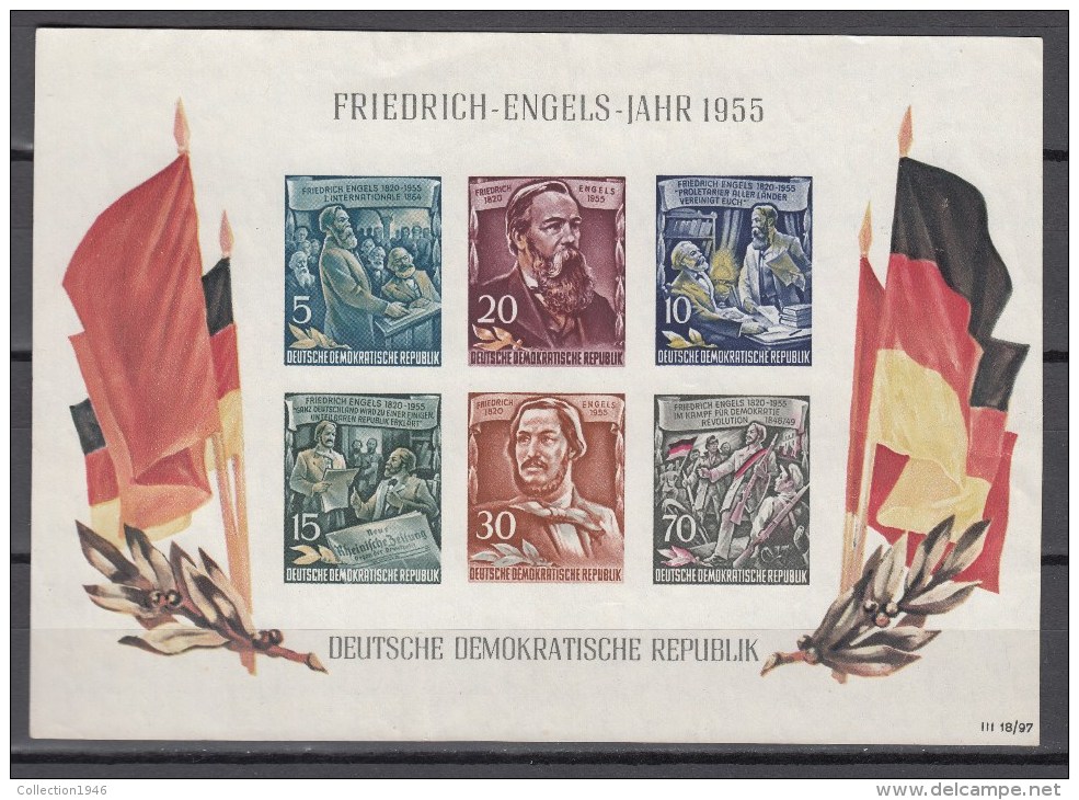 Germany Deutschland DDR,6V In Block,Friedrich Engels Jahr 1955,Ungebraucht/Ongebruikt(L2487) - Andere & Zonder Classificatie