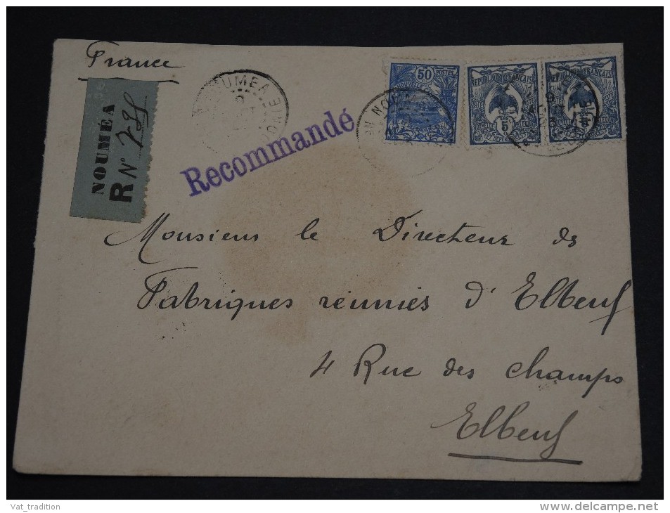 NOUVELLE - CALÉDONIE - Enveloppe En Recommandée De Nouméa Pour Elbeuf En 1923 , Affr. Plaisant - A Voir - L 1257 - Storia Postale