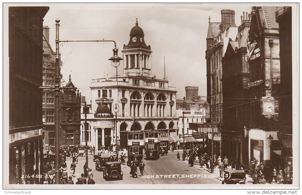 AK Sheffield High Street Highstreet Telegraph Office Elektro E - Bus Tram Line South Yorkshire United Kingdom England UK - Sheffield