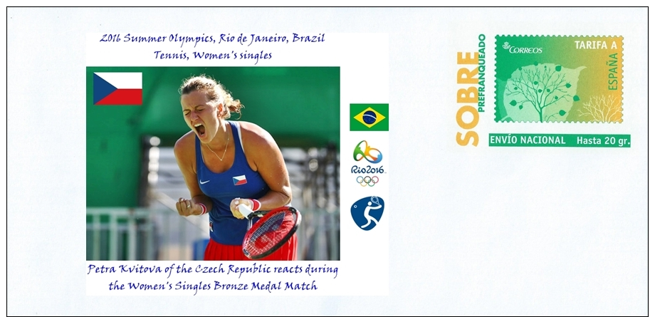 SPAIN, 2016 Summer Olympics, RIO, Tennis, Women´s Singles, BRONZE MEDAL : Petra Kvitova (Czech Republic) - Eté 2016: Rio De Janeiro