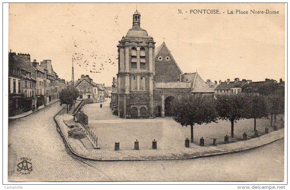 - FRANCE (95) - CPA écrite PONTOISE - La Place Notre-Dame - Phototypie L´Abeille N° 31 - - Pontoise