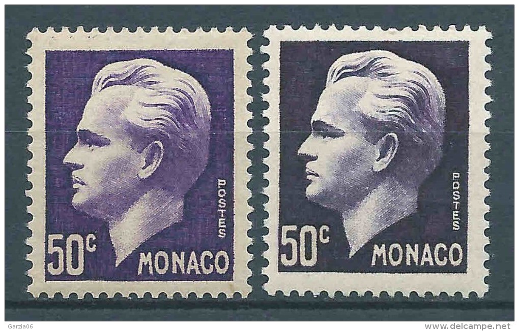 Monaco - 1950 -  Rainier III - N° 344 - Variété Violet Noir  - Neuf * - MLH - Variétés