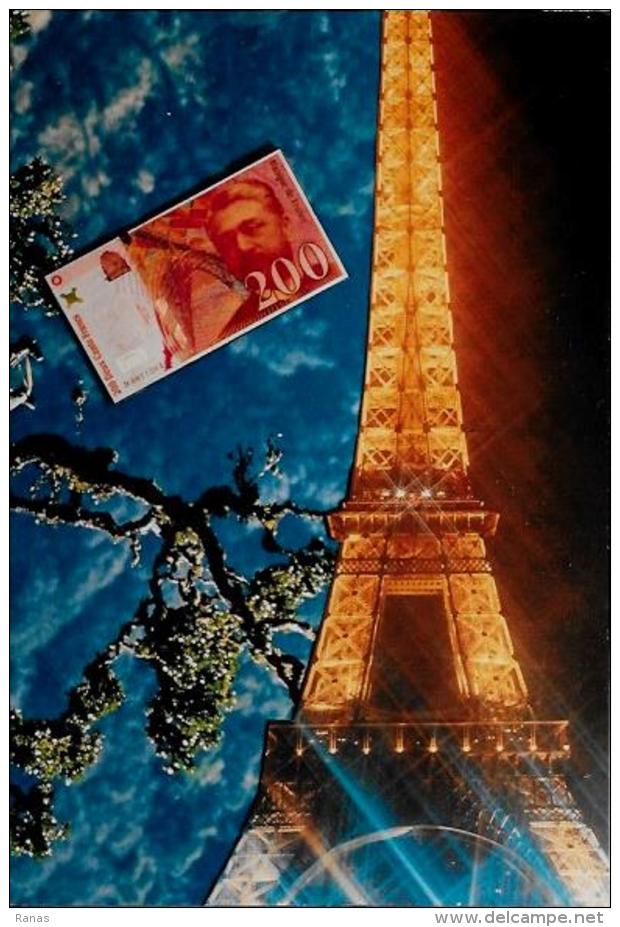 CPM Carte Moderne Billet De Banque Tour Eiffel Tirage 100 Exemplaires Signés Non Circulé - Coins (pictures)