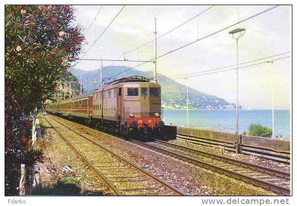 22 Treno Locomotiva Elettrica FS E 636.341 OM-CGE Ferrovia A Laigueglia (Savona) Rairoad Treain Railways Treni - Trains