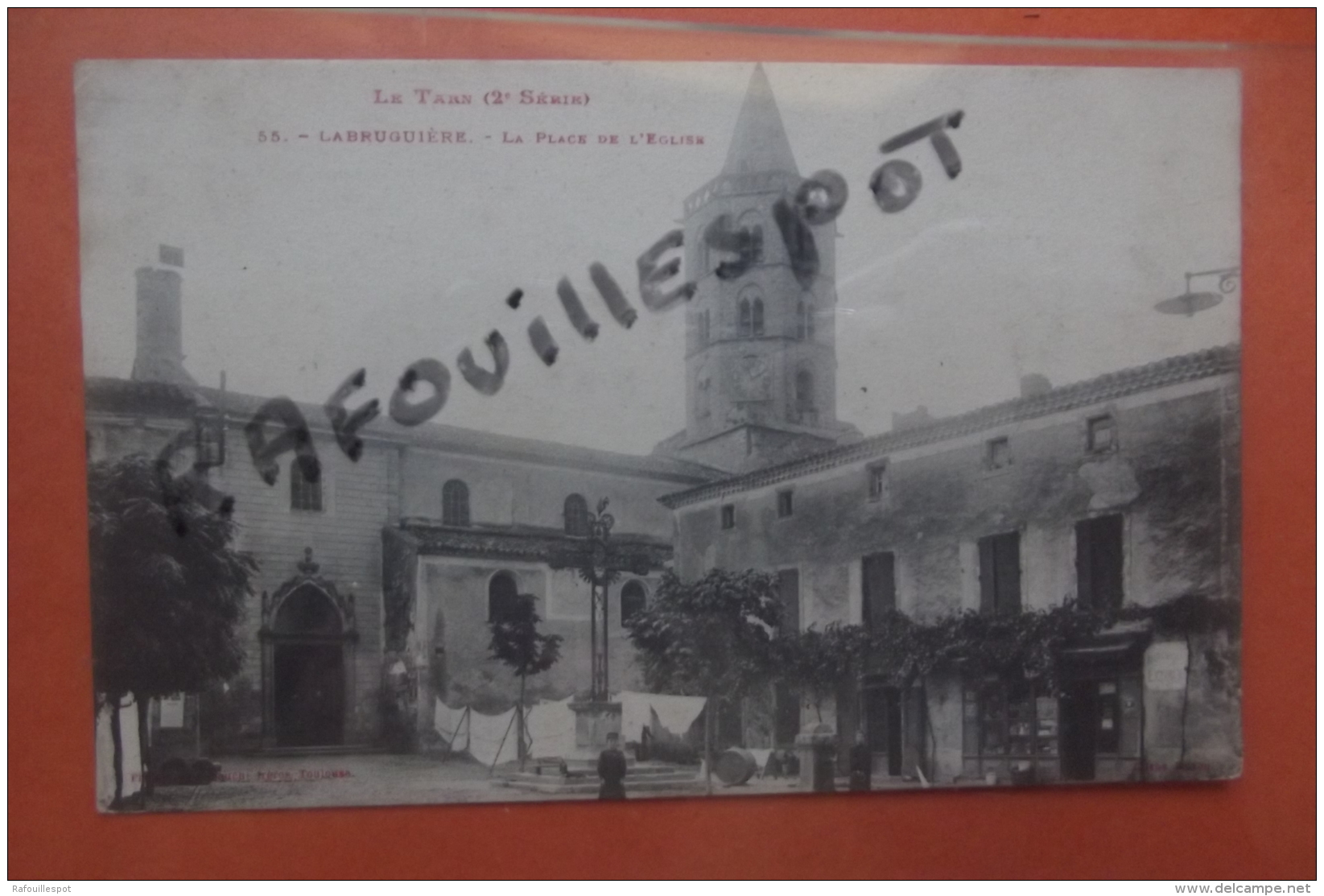 Cp Labruguiere La Place De L'eglise  Animé N 55 - Labruguière