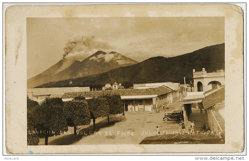 Real Photo Guatemala Antigua Eruption Del Fuego Volcano July 30 , 1945 - Guatemala