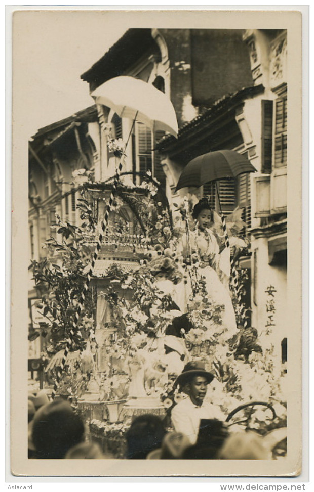 Chingay Procession 1928 Penang Real Photo Edit The Federal Rubber Stamp - Malasia
