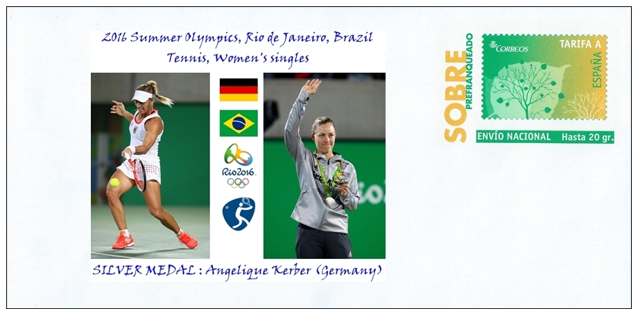 SPAIN, 2016 Summer Olympics, RIO, Tennis, Women´s Singles, SILVER MEDAL : Angelique Kerber (Germany) - Eté 2016: Rio De Janeiro