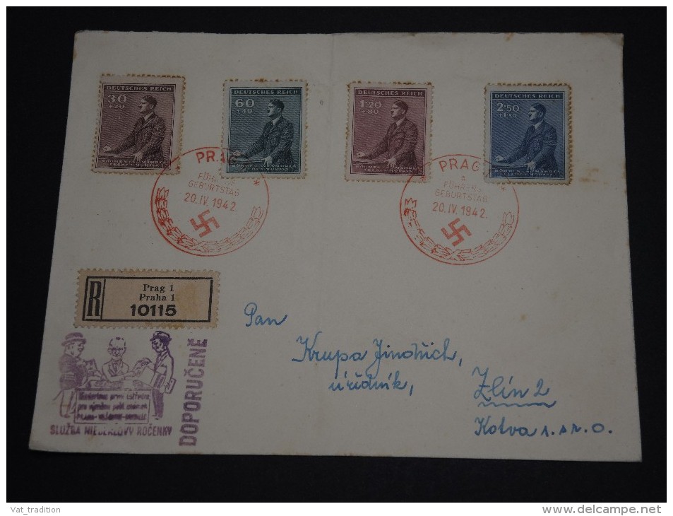 BOHÊME ET MORAVIE  - Enveloppe En Recommandée De Praha Pour Zlin En 1942 - A Voir - L 1330 - Lettres & Documents