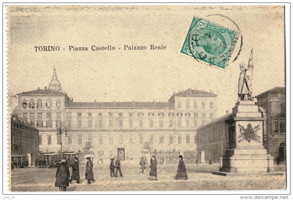 CPA Italien/Italie: Torino - Piazza Castello - Palazzo Reale, 1911, 2 Scans - Palazzo Reale