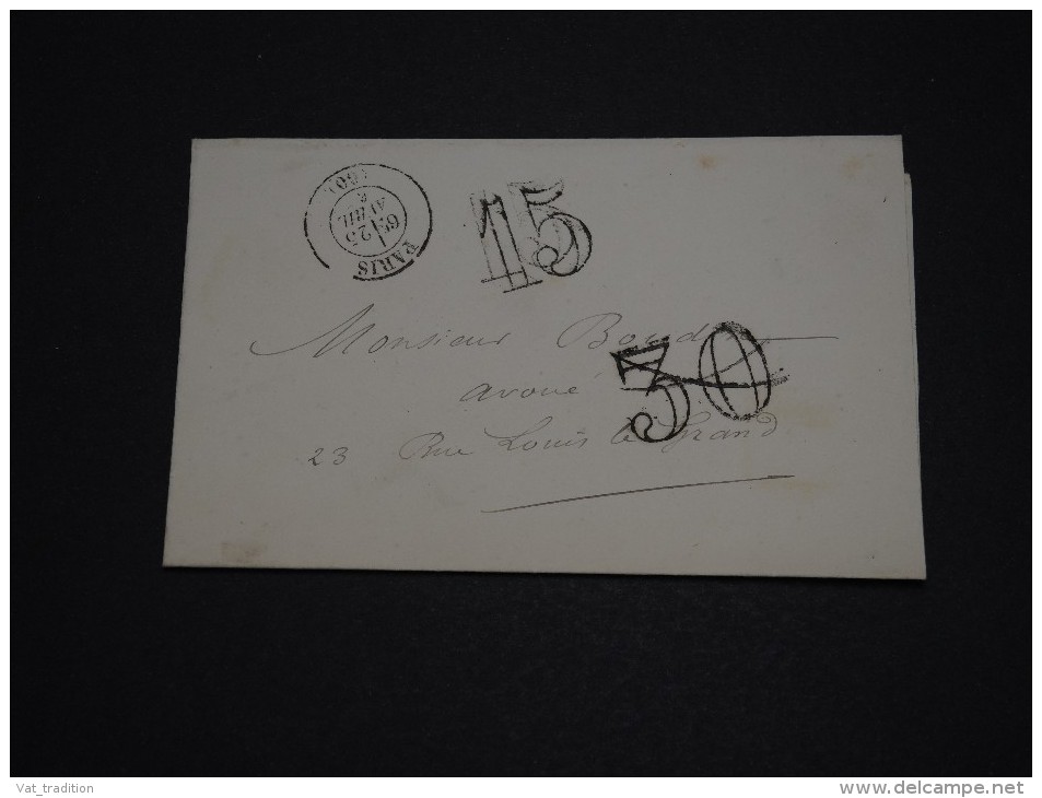 FRANCE - Lettre De La Caisse Des Dépôts Et Consignations De Paris En , Taxe 30 Annulée Et Remplacée - A Voir - L 1350 - 1849-1876: Periodo Classico