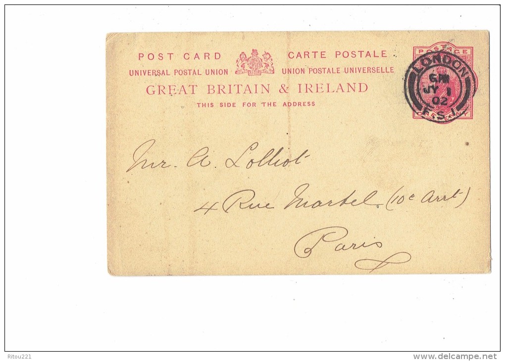 Carte Correspondance - 1902 - "FRANK I LYONS Inventaire" - Reino Unido