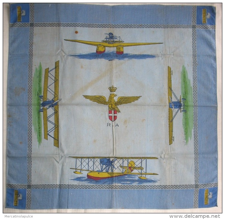 A2092   FOULARD FAZZOLETTO REGIA AERONAUTICA DEL 1935 CIRCA DEDICATO AI TRASVOLATORI A COLORI ITALO BALBO - Uniforms