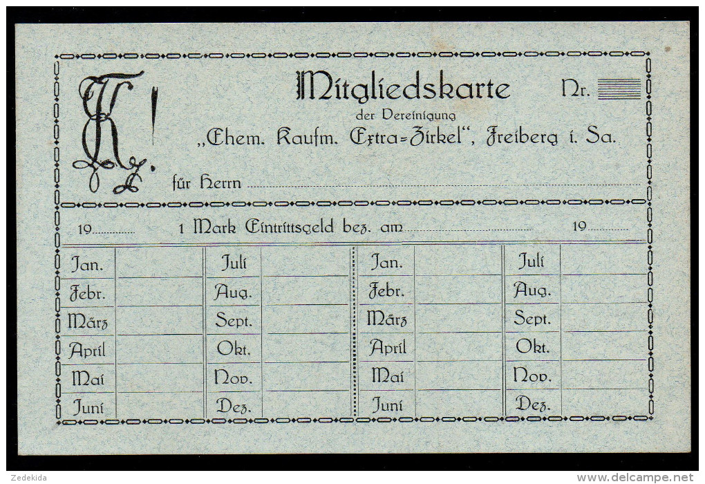 6015 - Alte Mitgliedskarte - Chem. Kaufm. Extra Zirkel Freiberg - TOP - Freiberg (Sachsen)