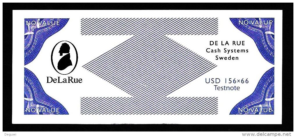 Test Note "De La Rue Cash Systems", CV = 17,50 $, RRRRR, UNC, Dollar-Format, TDLR-109 - Suède