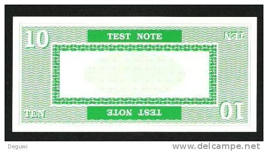 Test Note "PERTO A" Testnote, 10 UNITS, Beids. Druck, RRR, UNC, 140 X 66 Mm - A Identificar