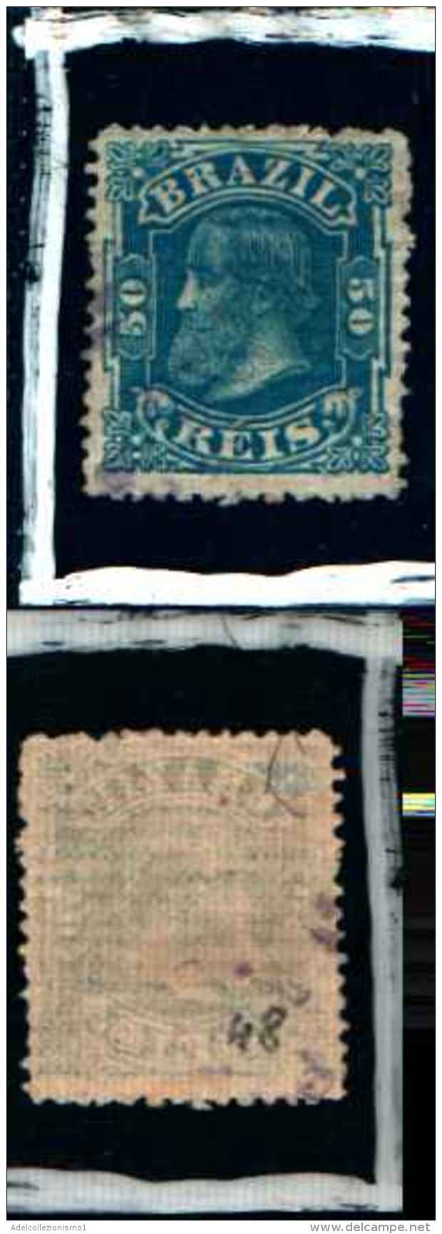 83275) Brasile-1881-pedro II°-n.48- -usato- Cat 28 Euro - Belize (1973-...)