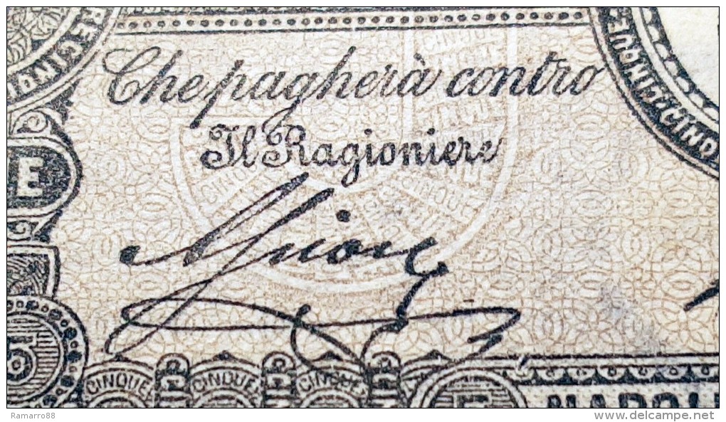 Italy 5 Lire Banco di Napoli R4 1870 Fede di Credito 1^ Serie A/A - Pick S825 Spl~Sup / Xf~Au