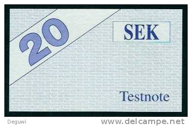 Test Note "HESS" Testnote, 20 SEK, Beids. Druck, RRR, UNC - Schweden