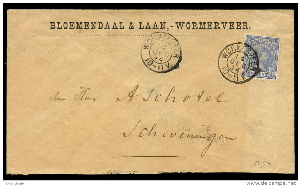 NETHERLANDS - December 14, 1894. Cover Sent From Wormerveer To Scheveningen. Franked With NVPH #35. (d-570) - Brieven En Documenten