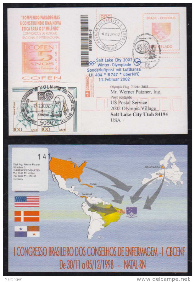 Brazil Brasil 2002 BP187 Used Stationery To USA - Postwaardestukken