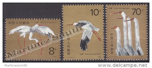 China 1986 Yvert 2787-89, Fauna, Birds, The White Crane - MNH - Ongebruikt